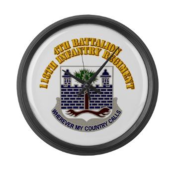 4B118IR - M01 - 03 - DUI - 4th Bn - 118th Infantry Regt with Text - Large Wall Clock
